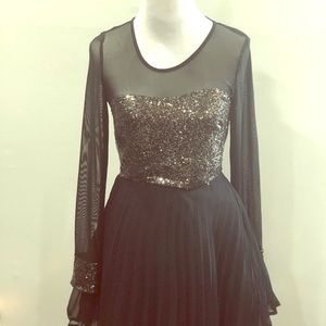 Ax Paris Mesh Skater Sequin Party Dress